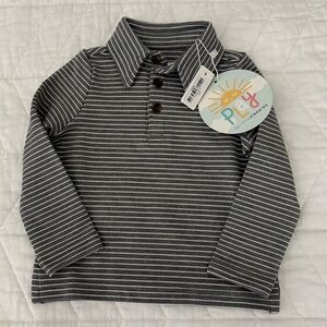 NWT- 6-12 Month Heather Grey Long Sleeve Polo